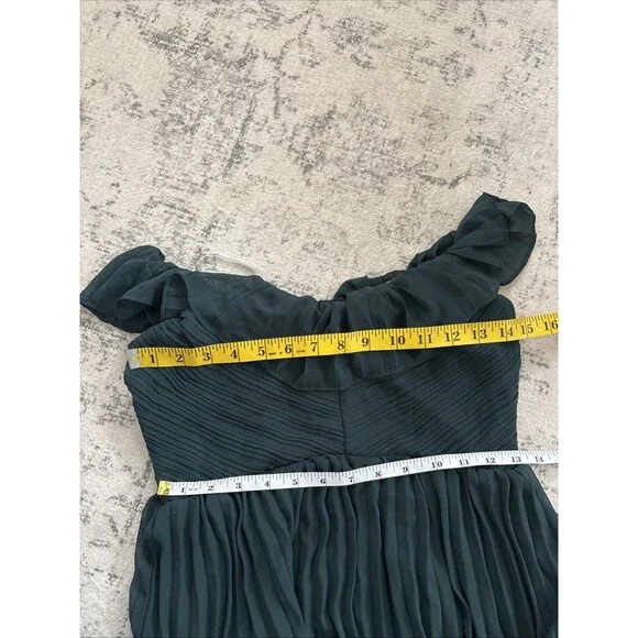 Lulus Always Remarkable Emerald Pleated Off-the-Shoulder Maxi Dress Size Small - Picture 6 of 9